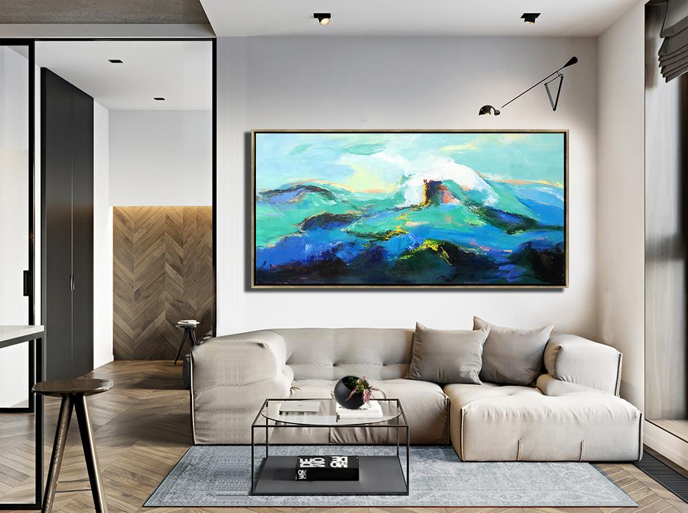 Panoramic Palette Knife Abstract Mountains #L9D - Click Image to Close